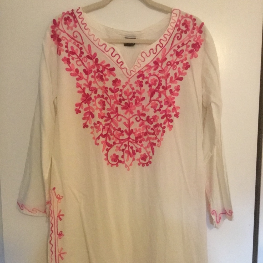 Embroidered Cotton Tunic / Swim Coverup NWOT